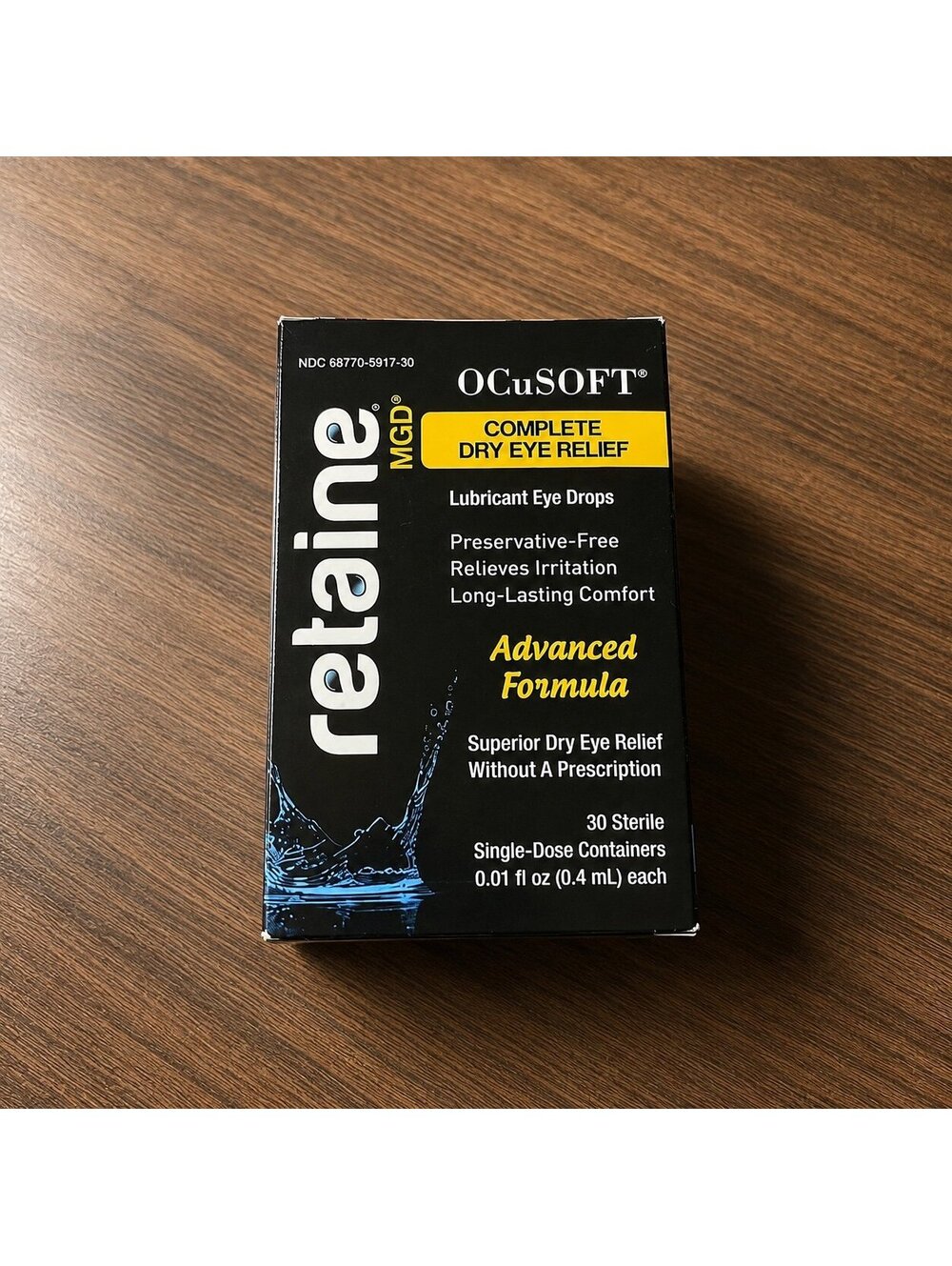HTF OCuSOFT Retaine MGD Complete Dry Eye Relief Drops 30 Ct Preservative Free